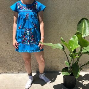 Vintage Mexican Embroidered Mini Dress